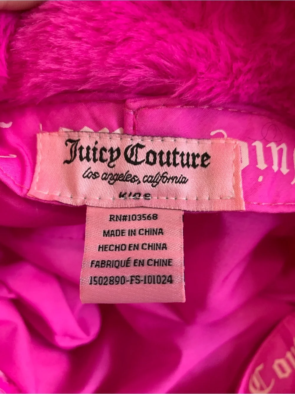 NWT Juicy Couture Faux Fur Bucket Hat Hot Pink Kids Size